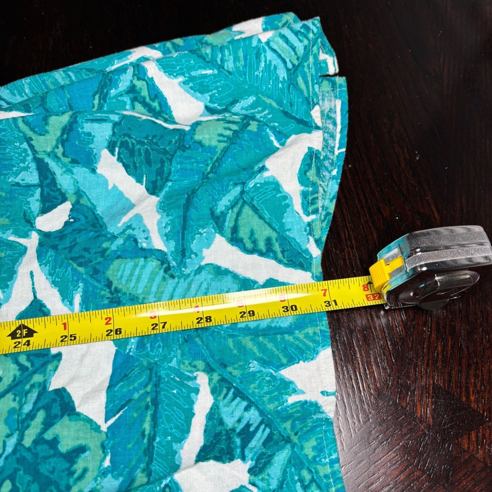 Coastal Teal Tropical Palm Leaf Linen Blend Roll Tab Button Up Shirt Sz XL - Picture 7 of 8